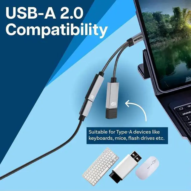 Alt view image 4 of 6 - JAENFONG USB-C to USB Adapter OTG - 2 in 1 Splitter USB C to USB A and USB C - Type-C Charging PD 60W Compatible with iPad iPhone 16 15 MacBook Galaxy S Galaxy Tab Xiaomi - Aluminum