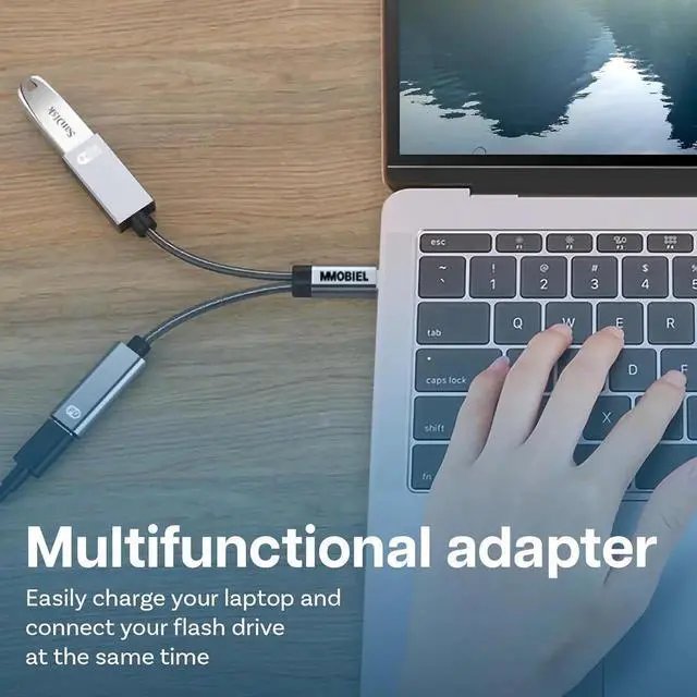 Alt view image 6 of 6 - JAENFONG USB-C to USB Adapter OTG - 2 in 1 Splitter USB C to USB A and USB C - Type-C Charging PD 60W Compatible with iPad iPhone 16 15 MacBook Galaxy S Galaxy Tab Xiaomi - Aluminum