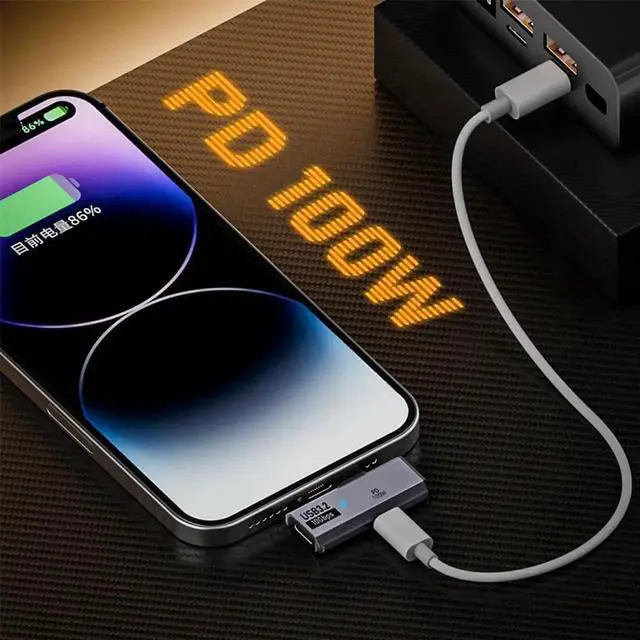 Alt view image 6 of 7 - JAENFONG USB-C Splitter 1 in 2 Out Charger Connector Type-C Female USB3.0 10Gbps Data OTG & 100W PD Power Adapter for Laptop Tablet Phone