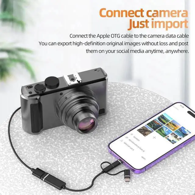 Alt view image 5 of 7 - JAENFONG USB C Lightning USB Male to OTG 3.0 Female Adapter(3 in 1)for Cable for iPhone 16 15 14 Pro max Flash Drive Type C Macbook for iPad Connector Laptop Computer Data Transfer Compatible for