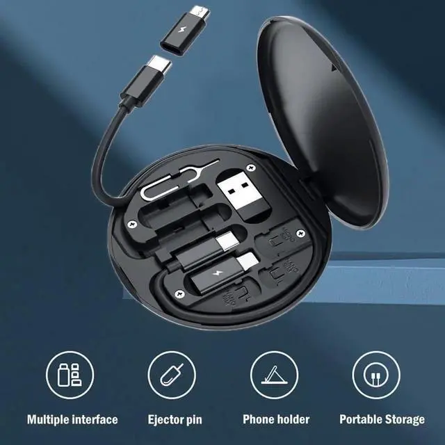 Alt view image 5 of 6 - JAENFONG USB C Adapter OTG Cable Kit Multi Charging Cable Case Convertor USB C to iOS Device/Type C/Micro/USB A Adapter Data Transfer Contains Card Slot for Traveling Use as Phone Holder (Black)