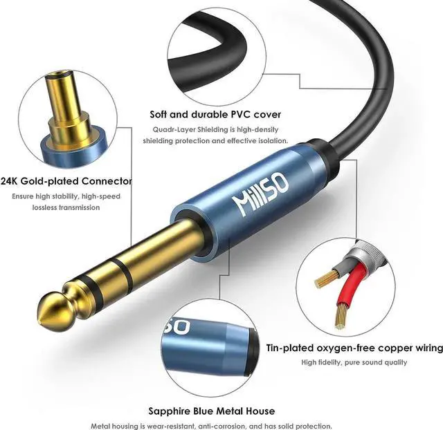 Alt view image 5 of 6 - 1/4 to 3.5mm Headphone Adapter TRS 6.35mm 1/4 Male to 3.5mm 1/8 Female Stereo Jack Audio Adapter for Amplifiers Guitar Keyboard Piano Home Theater Mixing Console Headphones - 12inch/30CM