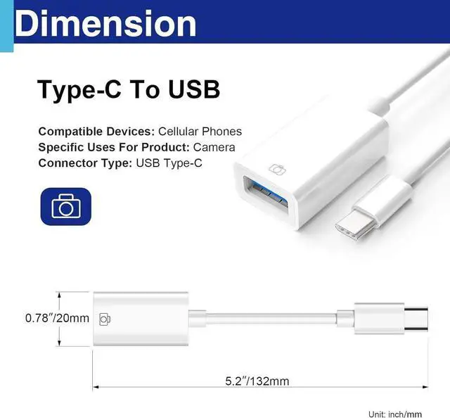 Alt view image 5 of 7 - USB C to USB 3.0 Adapter USB Type C Male to USB Female OTG Cable Adapter Compatible with Camera Card Reader Laptops Tablets Phones Ipad MacBook Galaxy S23/24/25 iPhone 16/15 Full Model