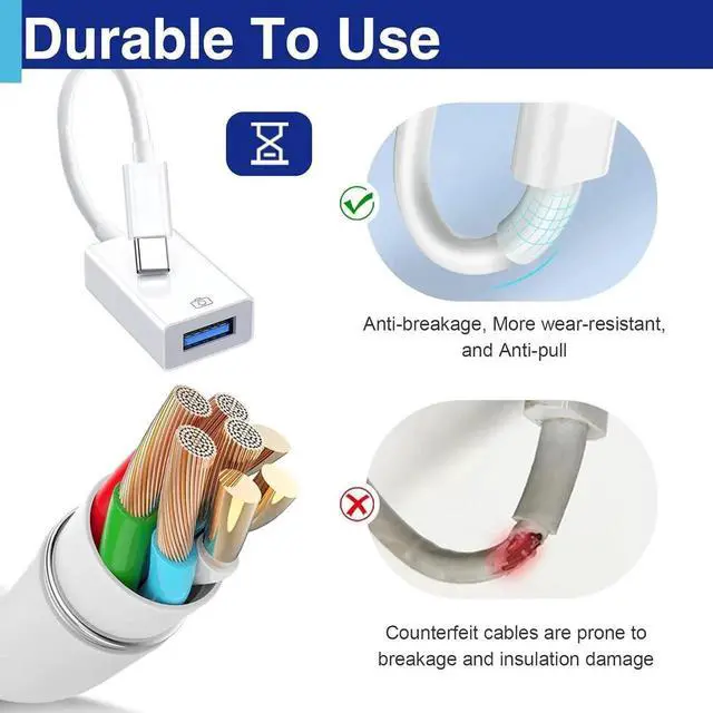 Alt view image 7 of 7 - USB C to USB 3.0 Adapter USB Type C Male to USB Female OTG Cable Adapter Compatible with Camera Card Reader Laptops Tablets Phones Ipad MacBook Galaxy S23/24/25 iPhone 16/15 Full Model