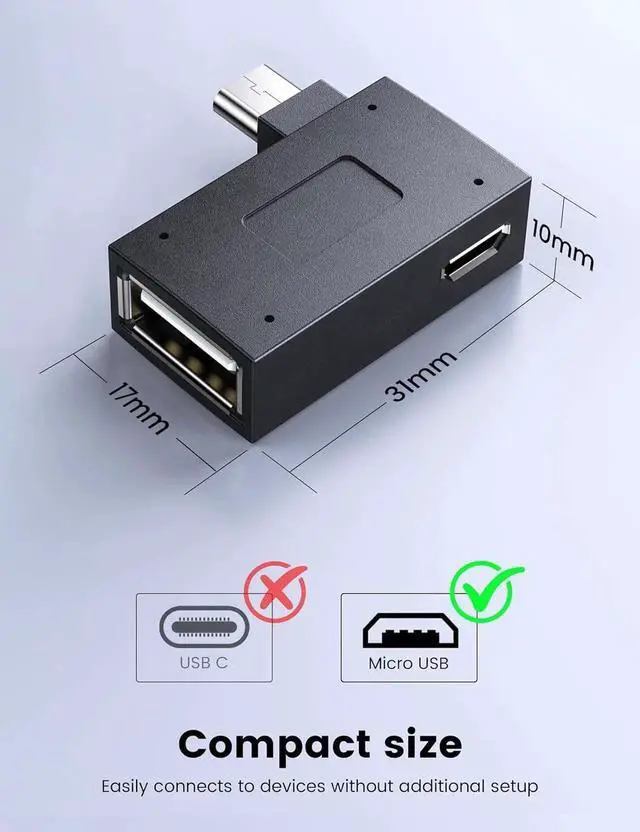 Alt view image 5 of 5 - JAENFONG OTG Cable Adapter for Fire TV Stick 4K Added Memory to fire tv Stick Left and Right Angle Powered Micro USB to USB OTG Adapter for Android Phone Tablet and More Host Devices with Micro USB