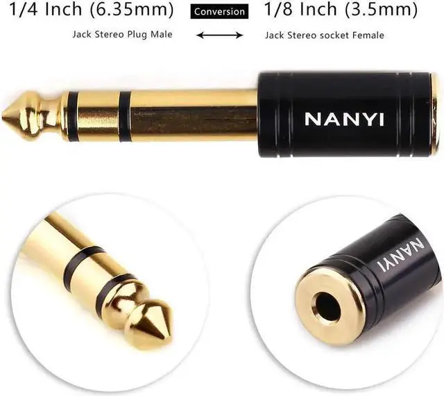 Alt view image 2 of 6 - JAENFONG 1/4 Male to 1/8 Female Stereo Headphone Adapter Connect Cable Upgrade 6.35mm Jack Stereo Socket Male to 3.5mm Jack Stereo Plug Female for Headphone Amp Adapte Black 1-Pack