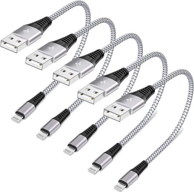 Main image of 5 Pack Short Lightning Cable(8 Inch) [ MFi Certified] iPhone Fast Charging Cable USB to Lightning High Speed Data Sync Nylon Braided Cord for iPhone 14/13/12/11/XR/X/8/7/6/iPad/Airpods/PowerBank