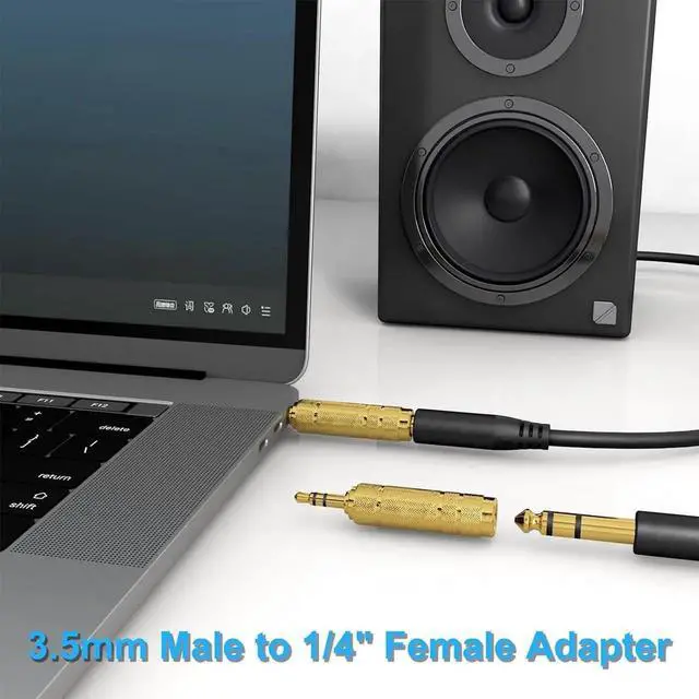 Alt view image 2 of 7 - JAENFONG 3.5mm to 1/4 TRS Adapter Set Audio Converter for Electric Guitar/Keyboard/Mixer/Amp Amplifier/Bass/Headphone/Headset 6.35mm to 1/8 Balanced Jack Connector for Laptop/Tablet/PC