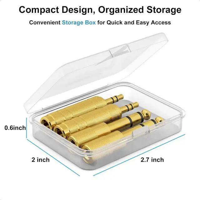 Alt view image 7 of 7 - JAENFONG 3.5mm to 1/4 TRS Adapter Set Audio Converter for Electric Guitar/Keyboard/Mixer/Amp Amplifier/Bass/Headphone/Headset 6.35mm to 1/8 Balanced Jack Connector for Laptop/Tablet/PC
