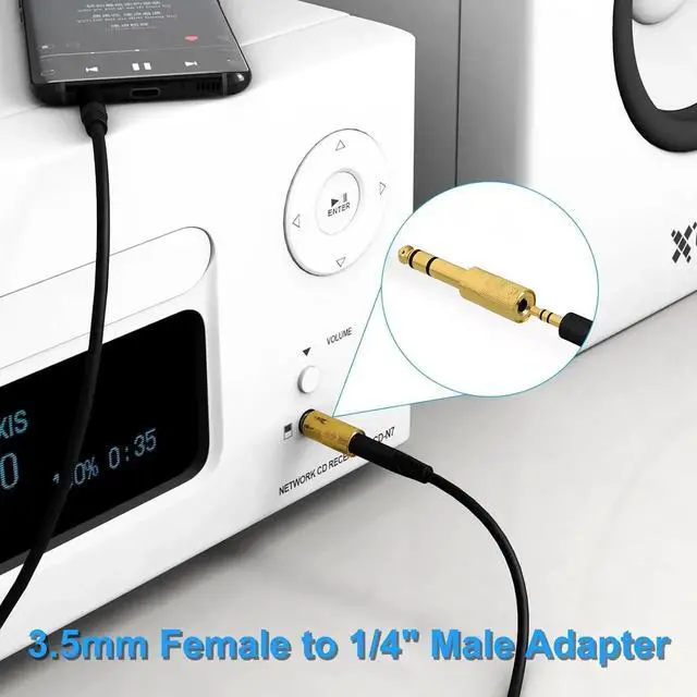 Alt view image 5 of 7 - JAENFONG 3.5mm to 1/4 TRS Adapter Set Audio Converter for Electric Guitar/Keyboard/Mixer/Amp Amplifier/Bass/Headphone/Headset 6.35mm to 1/8 Balanced Jack Connector for Laptop/Tablet/PC