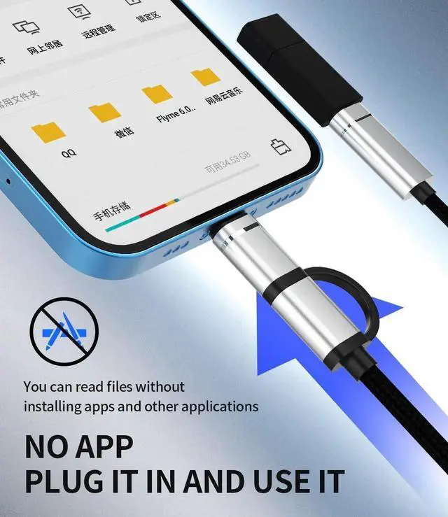 Alt view image 4 of 7 - JAENFONG OTG Cable Adapter(2in1) USB 3.0 Female to USB C Lightning Male Converter Type Thunderbolt Port Cord Dongle Camera Mouse Compatible for LG iPhone 15 Pro Max iPad Air 14 13 11 12 X 8