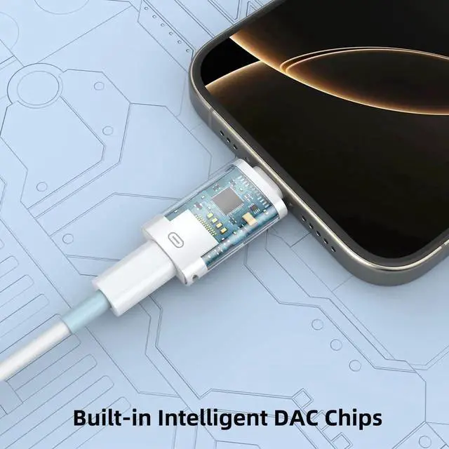 Alt view image 3 of 7 - JAENFONG USB C to Light-ning Headphone Audio Adapter with Charge Data for iPhone 16/15 Series iPad MacBook and More Not for Lavalier Microphones/OTG and Devices with Cases White