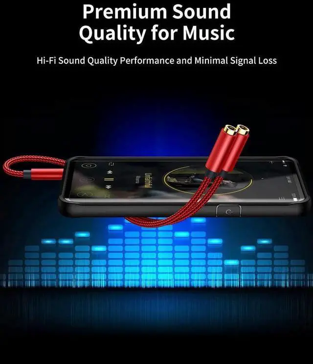 Alt view image 2 of 6 - JAENFONG Headphone Splitter 3.5mm Audio Splitter 2 Female to 1 Male Dual Headphone Adapter Compatible with PS4 PS5 Xbox Nintendo Switch PC Gaming Headsets Phone Tablet Laptop and More-Red