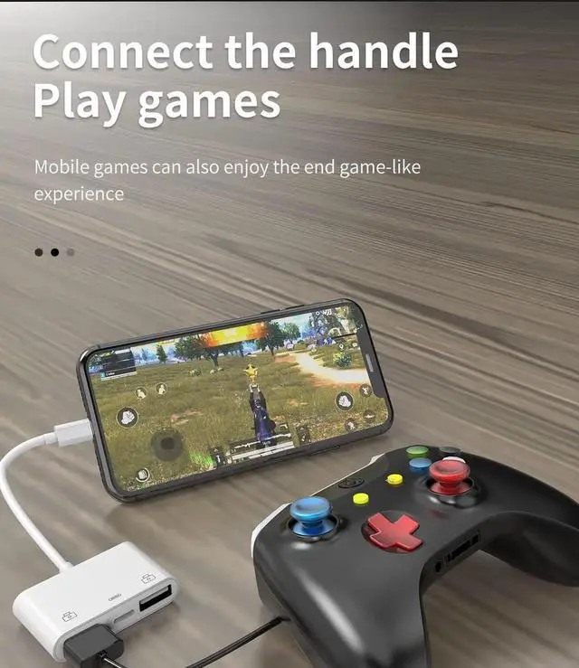 Alt view image 3 of 7 - Lightning to USB Adapter OTG Cable Connector for iPhone Splitter 13 12 11 Mini Pro Max X Xs Ipad Male Converter and Charger Charge Female Port Camera Keyboard Mouse Adaptador para HUB Charging