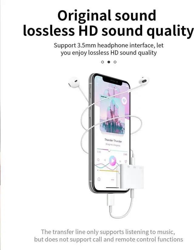 Alt view image 4 of 7 - JAENFONG Compatible for iPhone Headphone Adapter 3.5mm AUX Audio Jack Charger Dongle Earphone Splitter Compatible with Lightning Male to USB Female OTG Power Charging Camera MIDI Connector for ipad