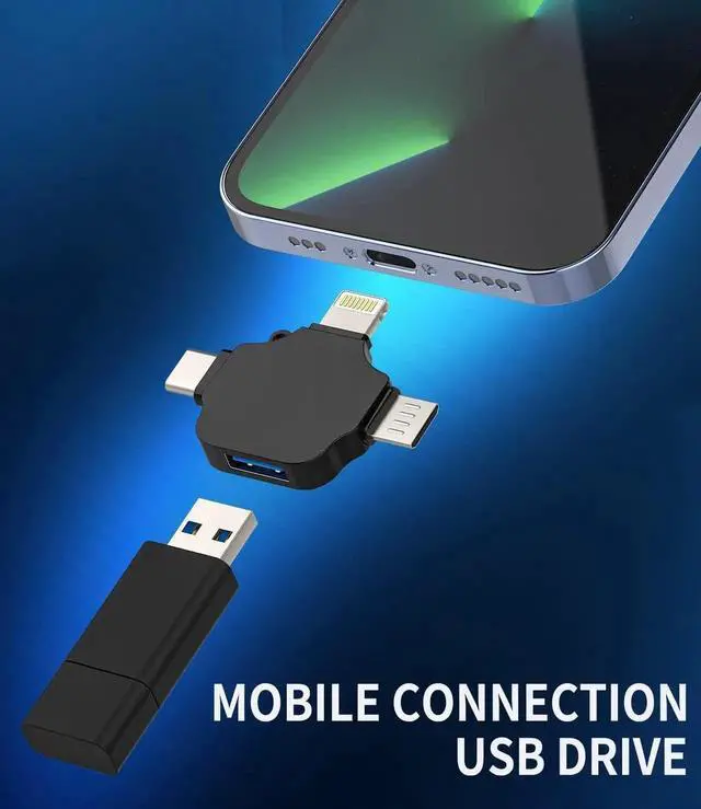 Alt view image 3 of 6 - JAENFONG USB to Lightning Micro USB Type C(3in1) OTG Adapter Compatible for LG iPhone15 14 13 12 Pro Max Plus iPad Air Mini Camera Card Reader Keyboard Mouse Flash Drive Android Accessories