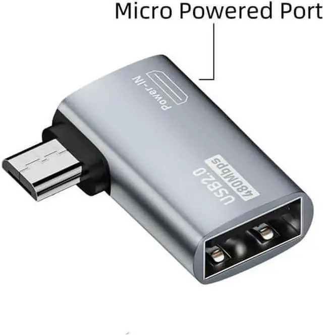 Alt view image 5 of 6 - JAENFONG Powered Right Angle USB 2.0 Micro Male to USB Female Host OTG Adapter for FirestickPS ClassicSNES Mini NES/SNES Classic Chromecast and More Smartphone or Tablet (2 Pack)