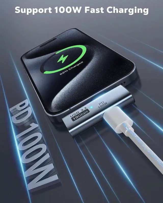 Alt view image 6 of 7 - JAENFONG 2 in 1 USB C to USB 3.2 Adapter with Type-C Charging Port USB C Male to USB Female Adapter OTG Converter for ROG Ally Steam Deck Quest 2 iPhone 15 Series iPad MacBook Type C Devices Gray