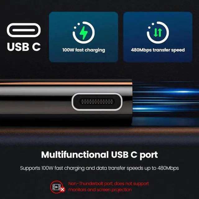 Alt view image 5 of 6 - JAENFONG USB C OTG Adapter USB C Splitter with 100W PD Charging USB3.0 to USB c Adapter Type C Splitter Power and Data Supported for Galaxy S24 Quest 3 Google Chromecast 3D Printer Octo4a Pi-KVM