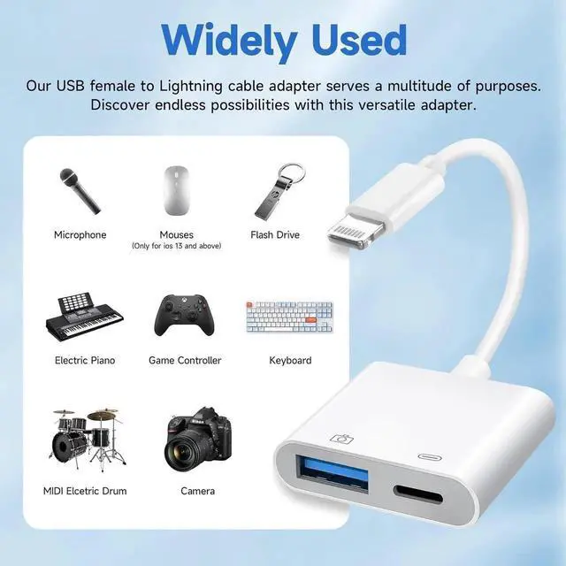 Alt view image 5 of 7 - JAENFONG [ MFi Certified] Lightning to USB Camera Adapter with Charging Port Portable USB 3.0 Female OTG Cable for iPad to Connect Card Reader USB Flash Drive Compatible for iPhone iPad