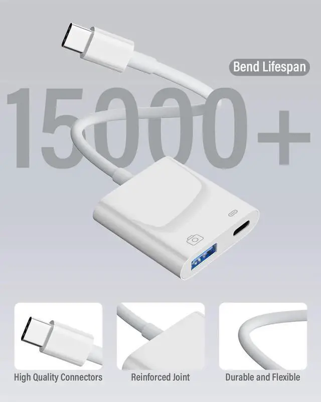 Alt view image 5 of 6 - USB to USB C Adapter 5Gbps [MFi Certified] USB-C to USB Camera Adapter with 30W PD Charging USBC Male to USB A 3.0 Female OTG Adapter Compatible with iPhone 16 15//MacBook/iPad Thunderbolt 4/3
