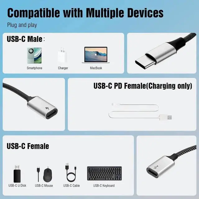Alt view image 2 of 7 - JAENFONG USB C Splitter Cable USB C Male to 3 USB C Female Adapter with Fast Charging Data Transfer 3 in 1 OTG Type C Cord Converter for iPhone 15/15 Pro/15 Pro Max/15 Plus iPad Pro/Air Mac