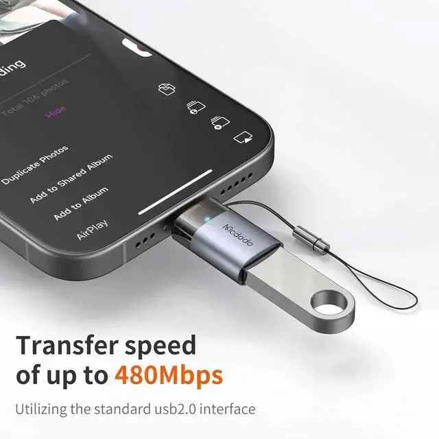 Alt view image 3 of 7 - Mcdodo USB to Lightning OTG Adapter USB Female to Lightning Male Converter Support Camera Card Reader Mouse Keyboard Hubs Piano Converter Connect U Disk Compatible iPhone 14 13 12 11 iPad Air Pro Mini