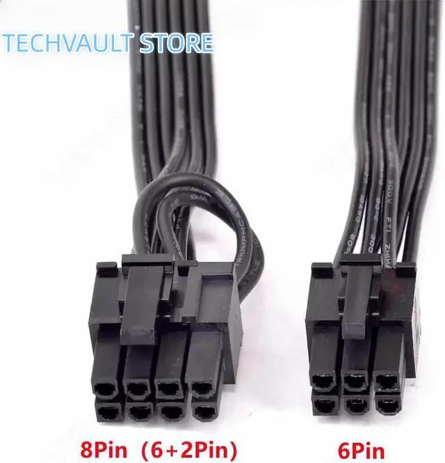 Alt view image 2 of 4 - JAENFONG PCIe 6Pin to 6Pin+8Pin(6+2Pin) GPU Power Cable 60CM 18AWG  Compatible with CoolerMaster V850 V1000 V1300 PLATINUM Full-Modular PSUs