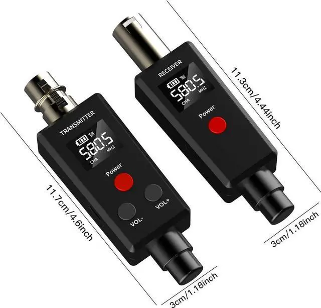 Alt view image 2 of 7 - JAENFONG 2.4GHz UHF Wireless Microphone System XLR Mic Adapter Wireless Transmitter and Receiver for Dynamic Microphone Audio Mixer PA System.