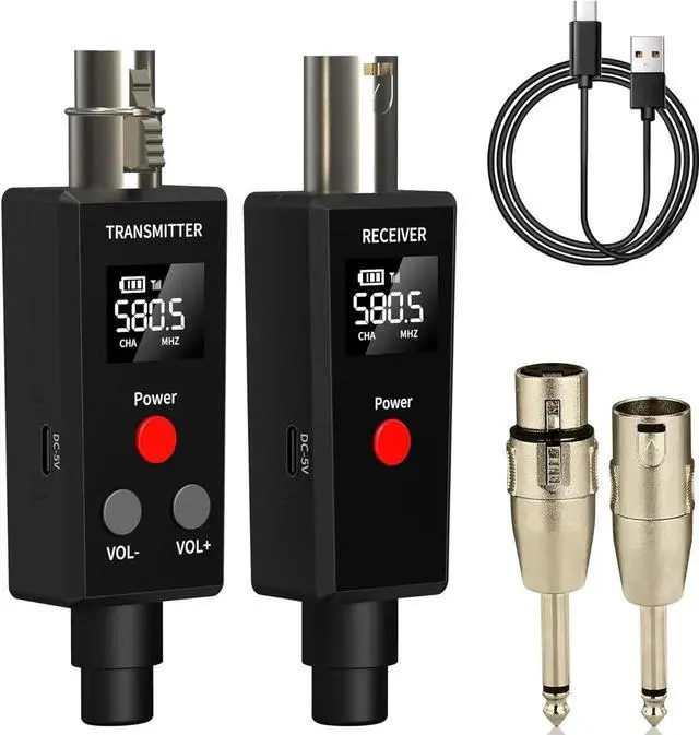 Main image of JAENFONG 2.4GHz UHF Wireless Microphone System XLR Mic Adapter Wireless Transmitter and Receiver for Dynamic Microphone Audio Mixer PA System.