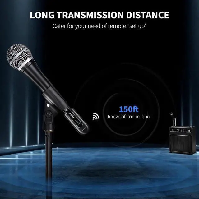 Alt view image 7 of 7 - JAENFONG Wireless Microphone Transmitter Receiver 2.4Ghz XLR System Rechargeable Adapter for Audio Mixer Dynamic Mic 48V Phantom Power for Condenser Mic