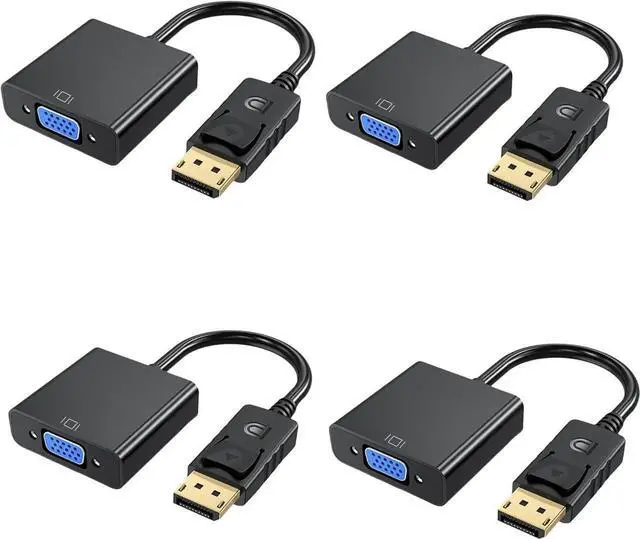 Main image of JAENFONG Display Port to VGA Adapter Gold-Plated DP to VGA Converter(Male to Female) Compatible with Desktop PC Computer Laptop HDTV Projector (4PCS)