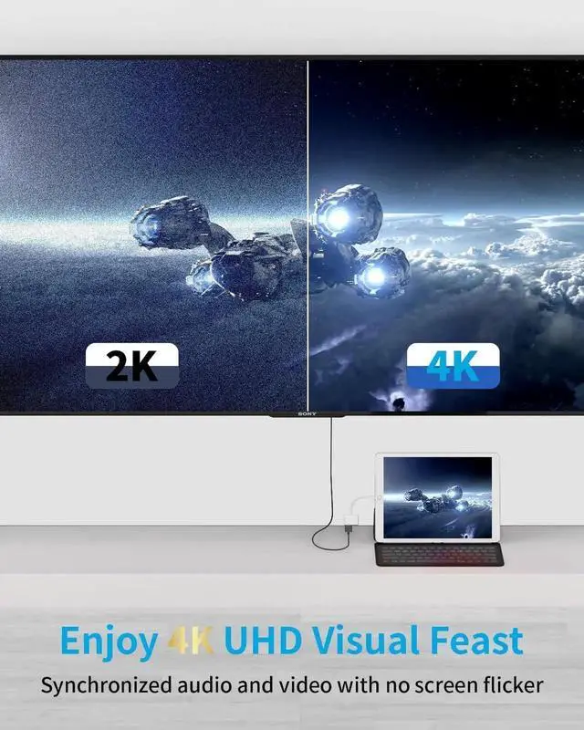 Alt view image 3 of 6 - USB-C to HDMI Adapter for iPhone 17 16 15 MacBook iPad 4K@60Hz Type C to HDMI Adapter with 100W PD Multiport Digital AV Converter for Galaxy Pixel Tablets Switch Laptop to HDTV Projector Monitor