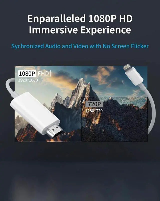 Alt view image 2 of 7 - JAENFONG [ MFi Certified] Lightning to HDMI Adapter for iPhone Digital AV Audio Dongle 2K Sync Screen Connector Cable 6.6ft HDTV Converter Cord for iPhone iPad to TV/Projector/Monitor No Need Power