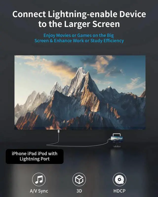 Alt view image 3 of 7 - JAENFONG [ MFi Certified] Lightning to HDMI Adapter for iPhone Digital AV Audio Dongle 2K Sync Screen Connector Cable 6.6ft HDTV Converter Cord for iPhone iPad to TV/Projector/Monitor No Need Power