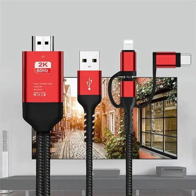 Alt view image 5 of 7 - JAENFONG 3 in 1 2M Type-C to Hd MHL Cable Audio Video Cable Micro USB Projection for iPhone Android to TV/Projector HDTV