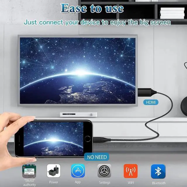 Alt view image 5 of 7 - JAENFONG HDMI Cable for iPhone 6.6ft Upgraded 1080P HDTV HDMI Cable Adapter Connector Digital AV Video Sync Screen Compatible Converter for iPhone/i-Pad Devices(6.6ft Grey)