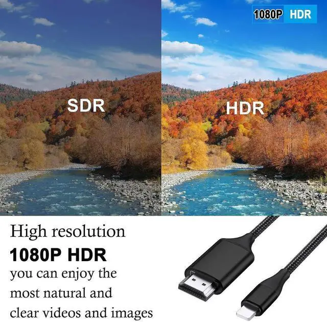 Alt view image 6 of 7 - JAENFONG HDMI Cable for iPhone 6.6ft Upgraded 1080P HDTV HDMI Cable Adapter Connector Digital AV Video Sync Screen Compatible Converter for iPhone/i-Pad Devices(6.6ft Grey)