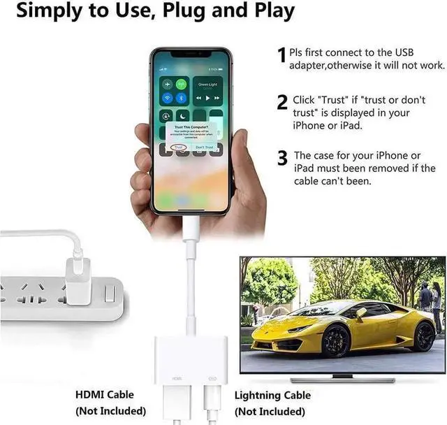 Alt view image 3 of 6 - JAENFONG MFi Certified Lightning to HDMI Adapter for iPhone to TV 1080P Digital AV Adapter Sync Screen with Lightning Charging Port for iPhone 14 13 12 11 XS XR X 8 7 iPad to TV/Projector/Monitor