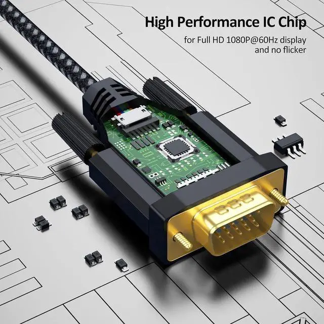 Alt view image 2 of 7 - JAENFONG DisplayPort to VGA Cable 6ft 2 Pack Display Port DP to VGA Adapter Cable Converter Male to Male Braided Cord for Monitor Desktop Laptop Display Projector HDTV