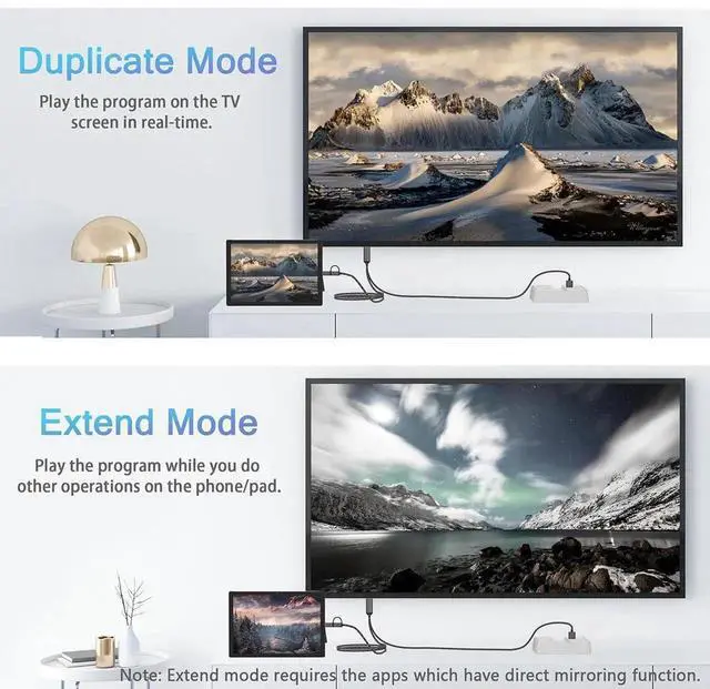 Alt view image 4 of 7 - JAENFONG 2-in-1 USB Type C/Micro USB Android Phone to TV HDMI Cable MHL to HDMI Adapter 1080P HD HDTV Mirroring & Charging Cable for Most Android Smartphones Tablets to TV/Projector/Monitor 6.6ft