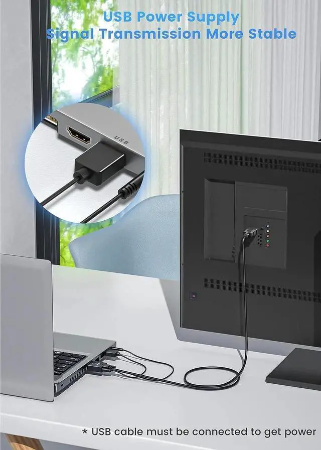 Alt view image 7 of 7 - VGA to HDMI Cable with Audio 1080P VGA to HDMI Adapter Cable VGA Computer/Laptop to HDMI Monitor/TV VGA Male to HDMI Male Converter Cord for Desktop Laptop Projector to Monitor HDTV 6FT
