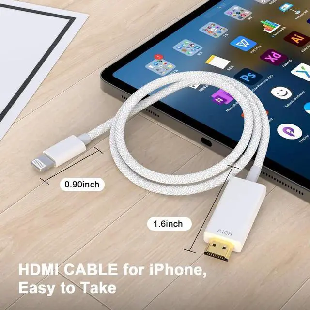 Alt view image 5 of 7 - [ MFi Certified] Lightning to HDMI Cable Adapter for iPhone to TV 1080P Digital AV Adapter Sync Screen Woven Cable Compatible for iPhone 14 13 12 11 Pro Max XS XR X to TV Projector Monitor