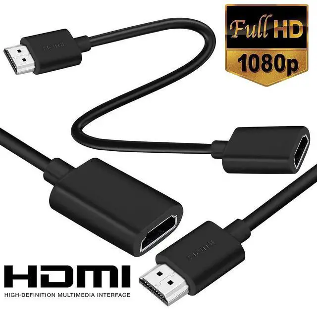 Alt view image 2 of 7 - JAENFONG 4 Pack 19 Pin Male to Female HDMI Extension Cable Support 4K 1080P HDMI Extender Adapter Compatible for TV Stick DVD HDTV LCD HD TV (1FT Black)