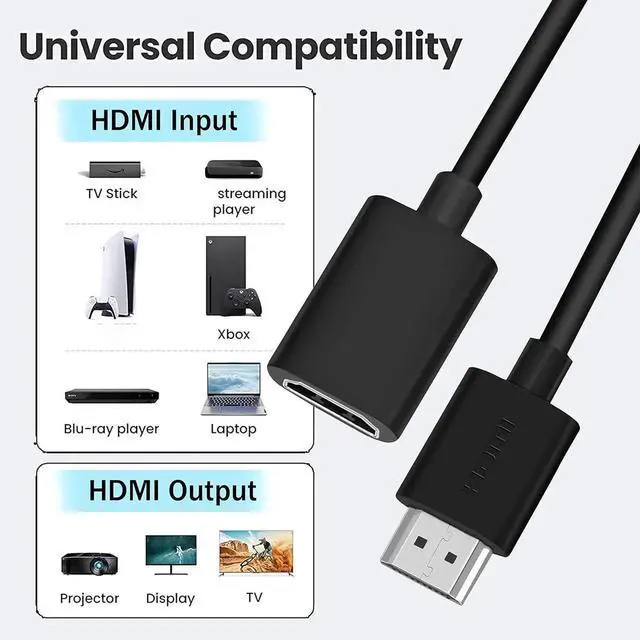 Alt view image 4 of 7 - JAENFONG 4 Pack 19 Pin Male to Female HDMI Extension Cable Support 4K 1080P HDMI Extender Adapter Compatible for TV Stick DVD HDTV LCD HD TV (1FT Black)