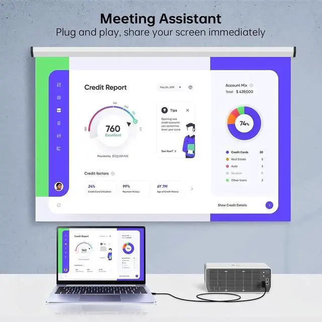 Alt view image 3 of 7 - JAENFONG HDMI to VGA Cable 6FT Gold-Plated 1080P@60Hz Uni-Directional HDMI Source to VGA Display Cable (Male to Male) Compatible for Computer Desktop Laptop PC Monitor Projector HDTV Xbox PS5