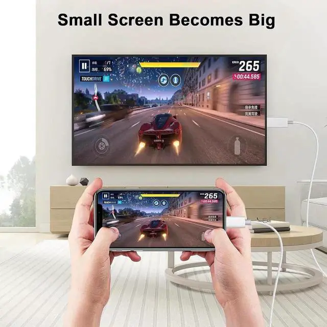 Alt view image 4 of 7 - Lightning to HDMI Cable for iPhone to TV 1080P HD White Braided Video Sync Screen Connector Compatible with iPhone 14 13 12 11 Pro Max XS XR iPad to HDTV Projector Monitor Plug Play Digital AV