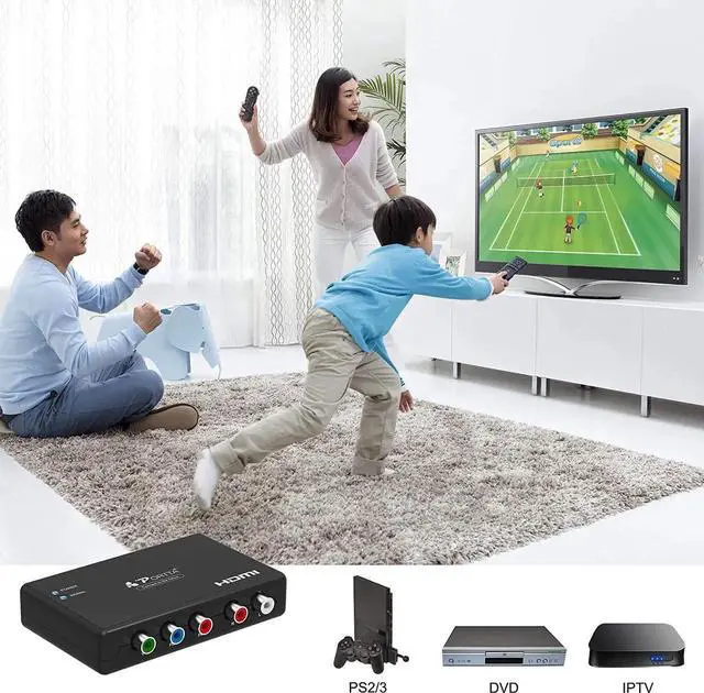 Alt view image 4 of 6 - JAENFONG Component to HDMI Converter YPbPr RGB + R/L Audio to HDMI v1.3 Converter Adapter Support 1080P 2 Channel LPCM for HDTV PS2 PS3 HDVD Player Wii Xbox