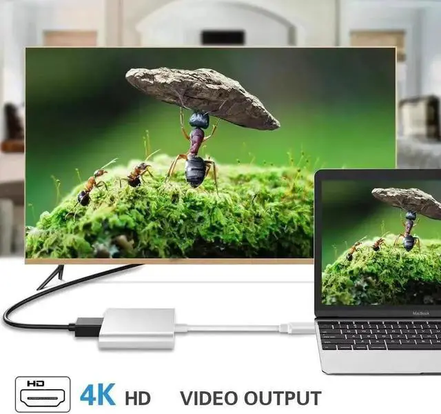 Alt view image 2 of 5 - JAENFONG US-984K USB C to HDMI Adapter 4K HDMI to USB-C Adapter 100W PD & USB 3.0 Multiport Digital AV Converter for MacBook Pro/Air iPad iPhone 15/16 Tablets Switch TV Monitor (1 Silver)