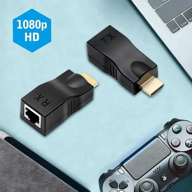 Alt view image 2 of 7 - JAENFONG HDMI Extender Over Cat 5e/6 2-Port HDMI to RJ45 Ethernet Network Converter Supports 1080P up to 30m/98ft Ideal for HDTV Set Top Box DVD PS4 STB Projector Digital Monitor